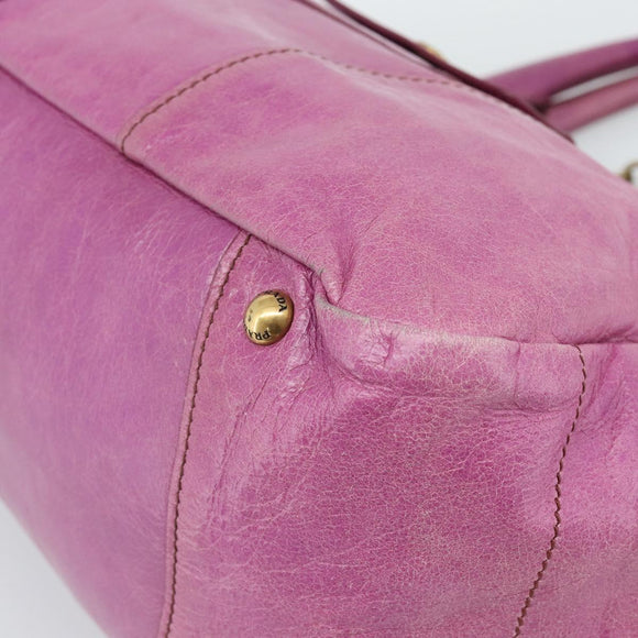 PRADA Hand Bag Leather Purple Gold Auth 188753M
