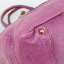 PRADA Hand Bag Leather Purple Gold Auth 188753M-17