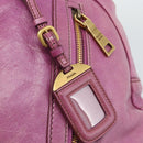 PRADA Hand Bag Leather Purple Gold Auth 188753M-18
