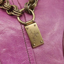 PRADA Hand Bag Leather Purple Gold Auth 188753M-20