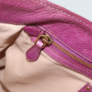 PRADA Hand Bag Leather Purple Gold Auth 188753M-26