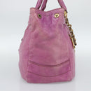 PRADA Hand Bag Leather Purple Gold Auth 188753M-3