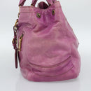 PRADA Hand Bag Leather Purple Gold Auth 188753M-4