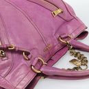 PRADA Hand Bag Leather Purple Gold Auth 188753M-6