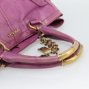 PRADA Hand Bag Leather Purple Gold Auth 188753M-7