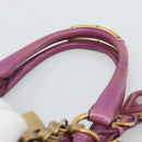 PRADA Hand Bag Leather Purple Gold Auth 188753M-14