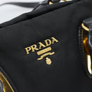 PRADA Hand Bag Nylon 2way Black Gold Auth 188755A-16