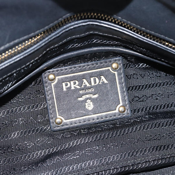 PRADA Hand Bag Nylon 2way Black Gold Auth 188755A