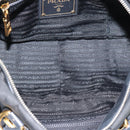 PRADA Hand Bag Nylon 2way Black Gold Auth 188755A-19
