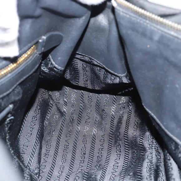 PRADA Hand Bag Nylon 2way Black Gold Auth 188755A