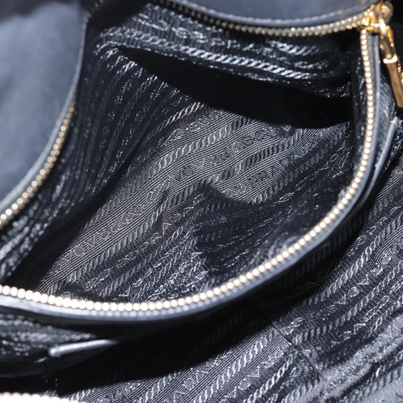 PRADA Hand Bag Nylon 2way Black Gold Auth 188755A