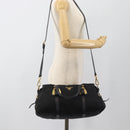 PRADA Hand Bag Nylon 2way Black Gold Auth 188755A-25