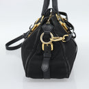 PRADA Hand Bag Nylon 2way Black Gold Auth 188755A-4