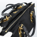 PRADA Hand Bag Nylon 2way Black Gold Auth 188755A-6