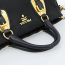 PRADA Hand Bag Nylon 2way Black Gold Auth 188755A-7