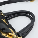 PRADA Hand Bag Nylon 2way Black Gold Auth 188755A-8