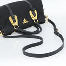 PRADA Hand Bag Nylon 2way Black Gold Auth 188755A-9