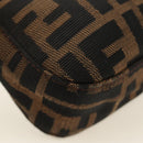 FENDI Zucca Canvas Mamma Baguette Shoulder Bag Black Brown Auth 188756SAM-16