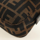 FENDI Zucca Canvas Mamma Baguette Shoulder Bag Black Brown Auth 188756SAM-17