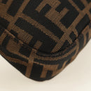FENDI Zucca Canvas Mamma Baguette Shoulder Bag Black Brown Auth 188756SAM-18