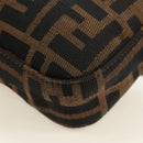 FENDI Zucca Canvas Mamma Baguette Shoulder Bag Black Brown Auth 188756SAM-19