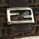 FENDI Zucca Canvas Mamma Baguette Shoulder Bag Black Brown Auth 188756SAM-20
