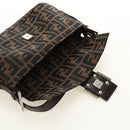 FENDI Zucca Canvas Mamma Baguette Shoulder Bag Black Brown Auth 188756SAM-21