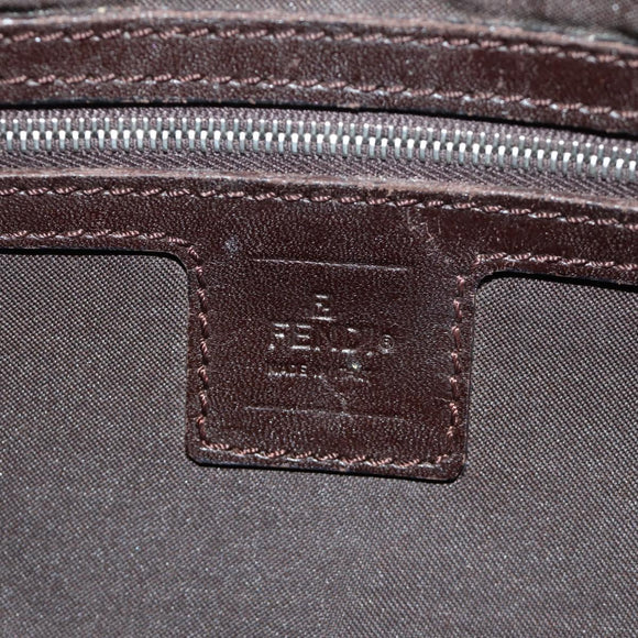 FENDI Zucca Canvas Mamma Baguette Shoulder Bag Black Brown Auth 188756SAM