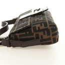 FENDI Zucca Canvas Mamma Baguette Shoulder Bag Black Brown Auth 188756SAM-3