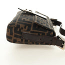 FENDI Zucca Canvas Mamma Baguette Shoulder Bag Black Brown Auth 188756SAM-4