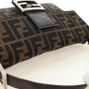 FENDI Zucca Canvas Mamma Baguette Shoulder Bag Black Brown Auth 188756SAM-14