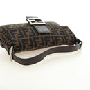 FENDI Zucca Canvas Mamma Baguette Shoulder Bag Black Brown Auth 188756SAM-6
