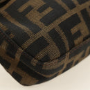FENDI Zucca Canvas Mamma Baguette Shoulder Bag Black Brown Auth 188763SAM-15