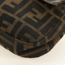 FENDI Zucca Canvas Mamma Baguette Shoulder Bag Black Brown Auth 188763SAM-16