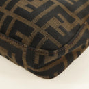 FENDI Zucca Canvas Mamma Baguette Shoulder Bag Black Brown Auth 188763SAM-18
