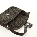 FENDI Zucca Canvas Mamma Baguette Shoulder Bag Black Brown Auth 188763SAM-20