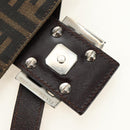 FENDI Zucca Canvas Mamma Baguette Shoulder Bag Black Brown Auth 188763SAM-9