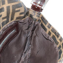 FENDI Zucca Canvas Mamma Baguette Shoulder Bag Black Brown Auth 188763SAM-22