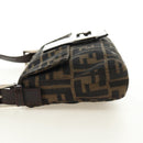 FENDI Zucca Canvas Mamma Baguette Shoulder Bag Black Brown Auth 188763SAM-3