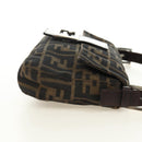 FENDI Zucca Canvas Mamma Baguette Shoulder Bag Black Brown Auth 188763SAM-4
