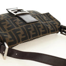 FENDI Zucca Canvas Mamma Baguette Shoulder Bag Black Brown Auth 188763SAM-6