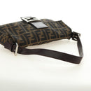 FENDI Zucca Canvas Mamma Baguette Shoulder Bag Black Brown Auth 188763SAM-7