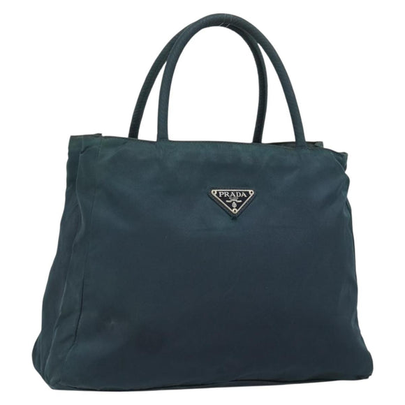 PRADA Hand Bag Nylon Green Silver Auth 188780