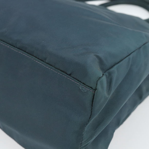 PRADA Hand Bag Nylon Green Silver Auth 188780