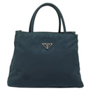 PRADA Hand Bag Nylon Green Silver Auth 188780-2