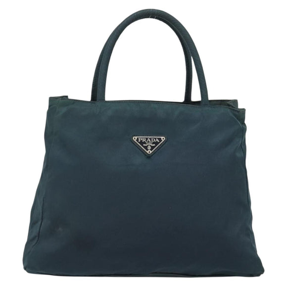 PRADA Hand Bag Nylon Green Silver Auth 188780