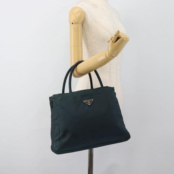 PRADA Hand Bag Nylon Green Silver Auth 188780