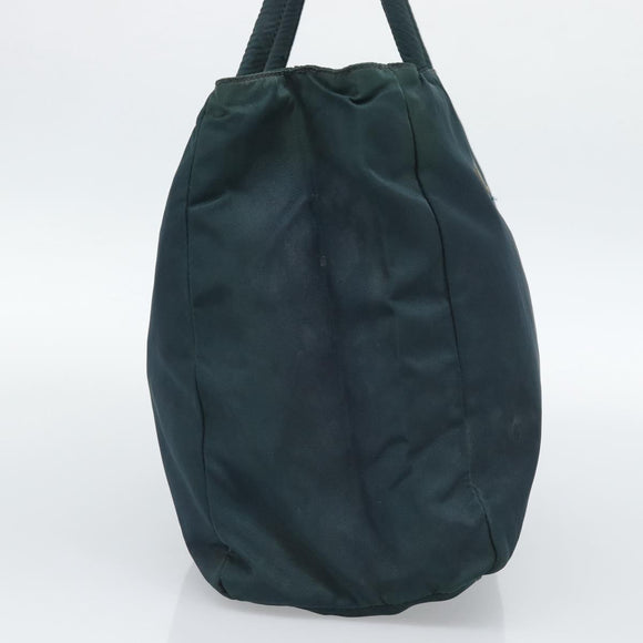 PRADA Hand Bag Nylon Green Silver Auth 188780