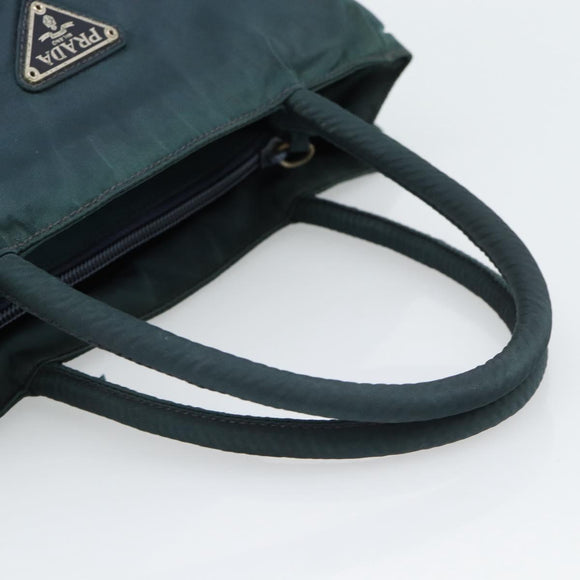 PRADA Hand Bag Nylon Green Silver Auth 188780