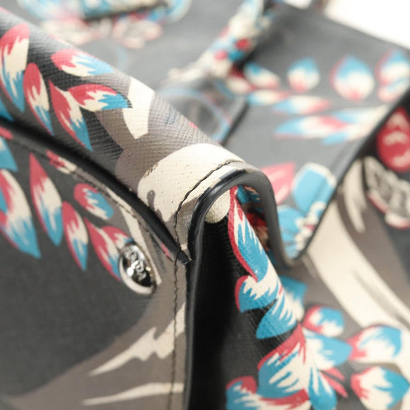 PRADA Hand Bag Safiano Leather 2way Multicolor Silver Auth 188781M
